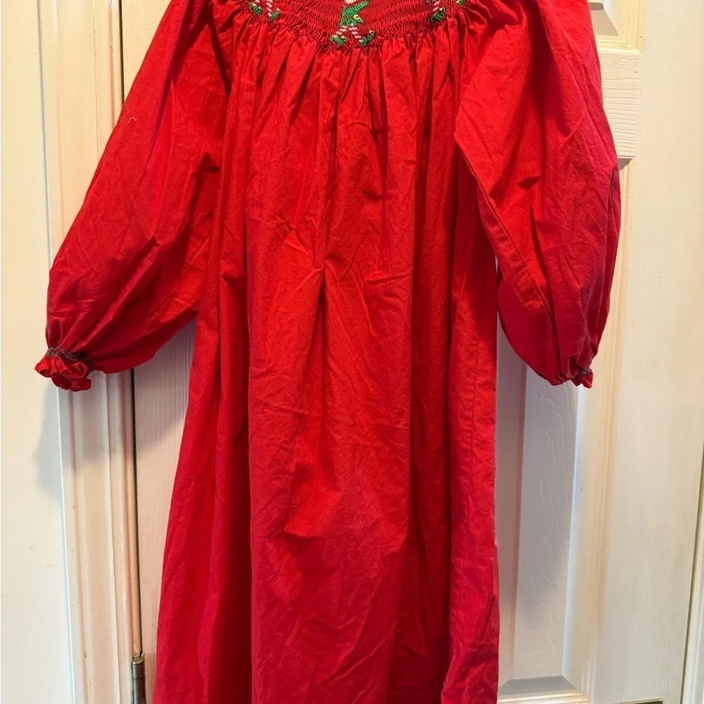Mom & Me Smocked Christmas Elf Bishop Dress